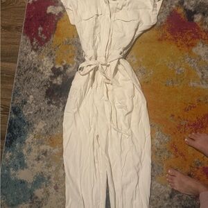 Nine West Off-White Jumpsuit with Tie Waist